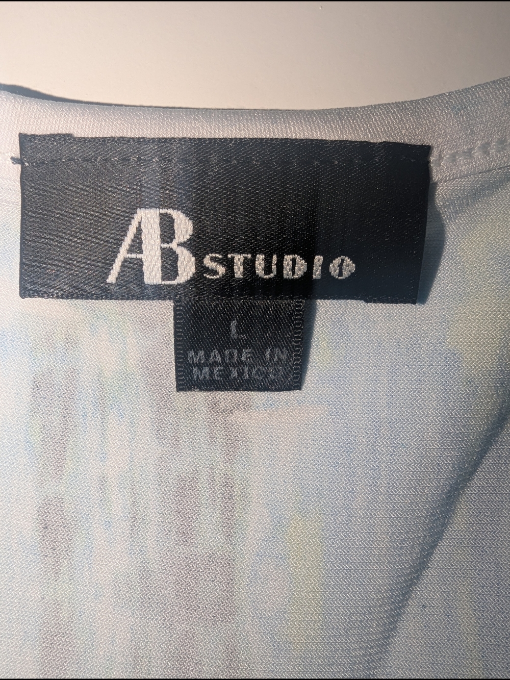 AB Studio Blue Patterned Ruffle Sleeve Women's Top - Picture 3 of 4